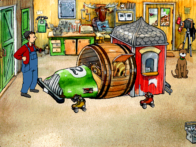 Mulle Meck bygger bilar — garaget